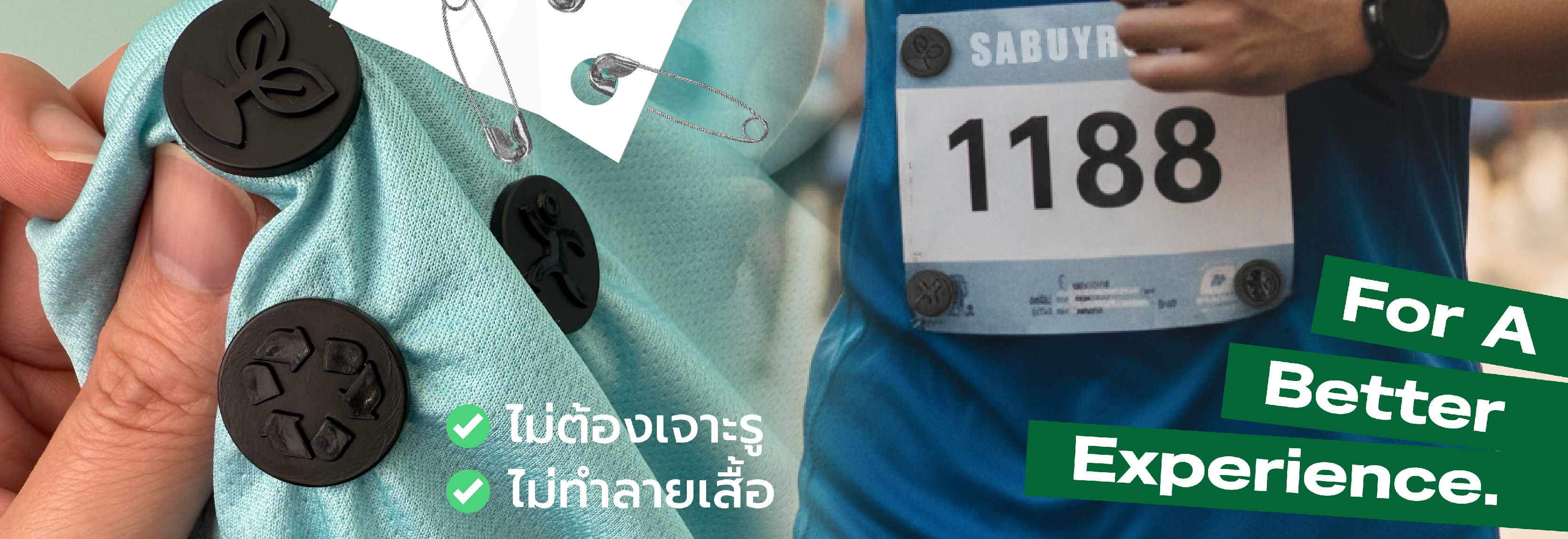 EcoBIB กระดุมติด BIB วิ่ง รีไซเคิล 100% banner